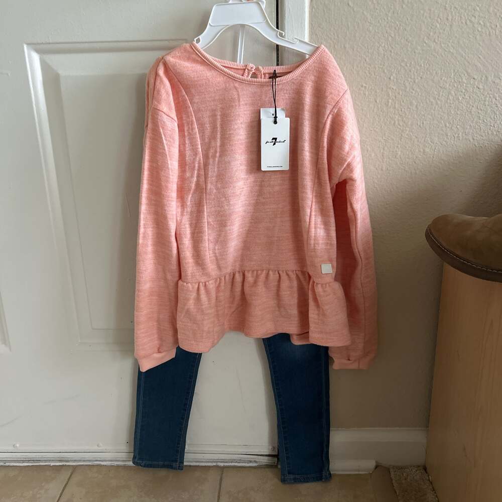 Jumping Beans Girls Pink Ruffle Bottom Long Sleeve Top